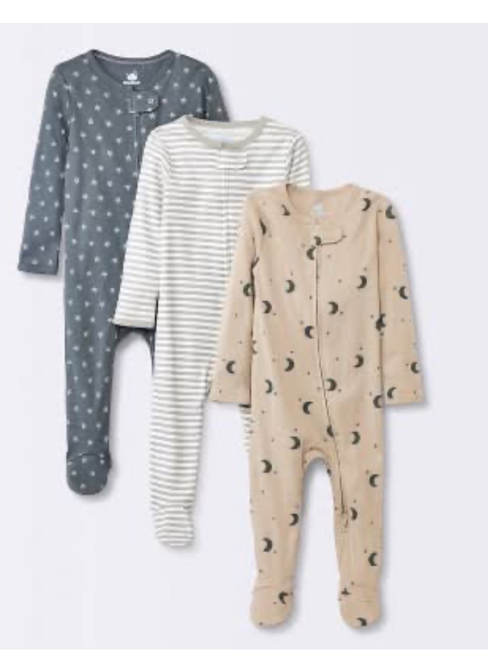 Cloud Island Baby 3pk Cotton Moons Sleep N'
Play Newborn